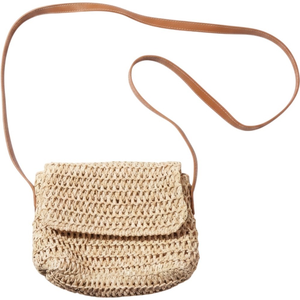 Universal Thread Woven Straw Crossbody Bag‎ Tan Paper Straw Flap VN1108435